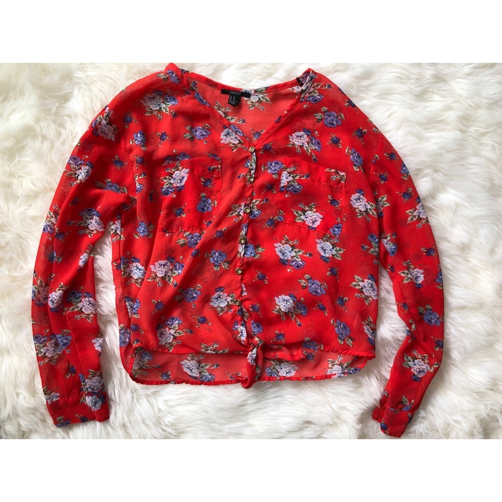 Forever 21 red floral top